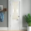 imageNICETOWN Linen Textured Door Curtain  White Sidelight Panel Curtain Semi Sheer French Front Door Curtain with Tieback for Kitchen 30 inches W x 40 inches L Single PanelOff White