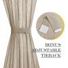 imageNICETOWN Linen Textured Door Curtain  White Sidelight Panel Curtain Semi Sheer French Front Door Curtain with Tieback for Kitchen 30 inches W x 40 inches L Single PanelTaupe