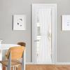 imageNICETOWN Linen Textured Door Curtain  White Sidelight Panel Curtain Semi Sheer French Front Door Curtain with Tieback for Kitchen 30 inches W x 40 inches L Single PanelWhite
