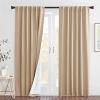 imageNICETOWN Lower PM25 Particles Full Shading Curtains Super HeavyDuty Noise Absorb Lined Blackout Curtains for Bedroom Privacy Window Treatment White Pack of 2 52 inches W x 95 inches LDust Filter  Back Tab  Biscotti Beige