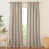 imageNICETOWN Natural Linen Curtains ampamp Drapes for Windows 84 inch Long Rod Pocket ampamp Back Tab Thick Flax Semi Sheer Privacy Assured with Light Filtering for BedroomLiving Room W55 x L84 2 PiecesCamel