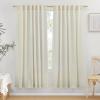 imageNICETOWN Natural Linen Curtains ampamp Drapes for Windows 84 inch Long Rod Pocket ampamp Back Tab Thick Flax Semi Sheer Privacy Assured with Light Filtering for BedroomLiving Room W55 x L84 2 PiecesOff White