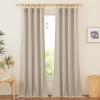 imageNICETOWN Natural Linen Curtains ampamp Drapes for Windows 84 inch Long Rod Pocket ampamp Back Tab Thick Flax Semi Sheer Privacy Assured with Light Filtering for BedroomLiving Room W55 x L84 2 PiecesAngora