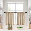 imageNICETOWN Natural Linen Curtains ampamp Drapes for Windows 84 inch Long Rod Pocket ampamp Back Tab Thick Flax Semi Sheer Privacy Assured with Light Filtering for BedroomLiving Room W55 x L84 2 PiecesTaupe