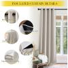 imageNICETOWN Sound Barrier 100 Blackout Divider Curtains 84quot Noise Heat and Cold Blocking Drapes with Felt Fabric Lining for Noise ReducingNurseryDaytime SleepBedroom White 2 PCs 52quot WideGrommet  Angora Linen