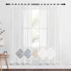 imageNICETOWN White Linen Curtains 84 inch Length Tab Top Soft Semi Sheer Flax Window Treatments Privacy with Light Filtering Vertical Drapes for BedroomLiving Room W52 x L84 2 PanelsWhite