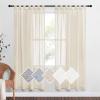 imageNICETOWN White Linen Curtains 84 inch Length Tab Top Soft Semi Sheer Flax Window Treatments Privacy with Light Filtering Vertical Drapes for BedroomLiving Room W52 x L84 2 PanelsBeige