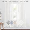 imageNICETOWN White Linen Curtains 84 inch Length Tab Top Soft Semi Sheer Flax Window Treatments Privacy with Light Filtering Vertical Drapes for BedroomLiving Room W52 x L84 2 PanelsIvory