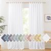 imageNICETOWN White Linen Curtains 84 inch Length Tab Top Soft Semi Sheer Flax Window Treatments Privacy with Light Filtering Vertical Drapes for BedroomLiving Room W52 x L84 2 PanelsWhite