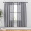 imageNICETOWN White Linen Sheer Curtains and Drapes 84 inches Long Rod Pocket ampamp Back Tab semitransparent with Light Through Vertical Window Treatments for Sliding Glass Door ampamp Living Room 52quotW Set of 2Grey