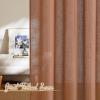 imageNICETOWN White Linen Sheer Curtains and Drapes 84 inches Long Rod Pocket ampamp Back Tab semitransparent with Light Through Vertical Window Treatments for Sliding Glass Door ampamp Living Room 52quotW Set of 2Linen Caramel