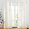 imageNICETOWN White Linen Sheer Curtains and Drapes 84 inches Long Rod Pocket ampamp Back Tab semitransparent with Light Through Vertical Window Treatments for Sliding Glass Door ampamp Living Room 52quotW Set of 2Natural