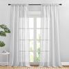 imageNICETOWN White Linen Sheer Curtains and Drapes 84 inches Long Rod Pocket ampamp Back Tab semitransparent with Light Through Vertical Window Treatments for Sliding Glass Door ampamp Living Room 52quotW Set of 2Silver Grey