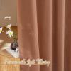 imageNICETOWN White Linen Sheer Curtains and Drapes 84 inches Long Rod Pocket ampamp Back Tab semitransparent with Light Through Vertical Window Treatments for Sliding Glass Door ampamp Living Room 52quotW Set of 2Linen Caramel