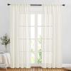 imageNICETOWN White Linen Sheer Curtains and Drapes 84 inches Long Rod Pocket ampamp Back Tab semitransparent with Light Through Vertical Window Treatments for Sliding Glass Door ampamp Living Room 52quotW Set of 2Natural