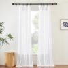 imageNICETOWN White Linen Sheer Curtains and Drapes 84 inches Long Rod Pocket ampamp Back Tab semitransparent with Light Through Vertical Window Treatments for Sliding Glass Door ampamp Living Room 52quotW Set of 2White
