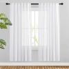 imageNICETOWN White Linen Sheer Curtains and Drapes 84 inches Long Rod Pocket ampamp Back Tab semitransparent with Light Through Vertical Window Treatments for Sliding Glass Door ampamp Living Room 52quotW Set of 2White