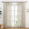 imageNICETOWN White Linen Sheer Curtains and Drapes 84 inches Long Rod Pocket ampamp Back Tab semitransparent with Light Through Vertical Window Treatments for Sliding Glass Door ampamp Living Room 52quotW Set of 2Taupe