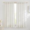 imageNICETOWN White Linen Sheer Curtains and Drapes 84 inches Long Rod Pocket ampamp Back Tab semitransparent with Light Through Vertical Window Treatments for Sliding Glass Door ampamp Living Room 52quotW Set of 2Linen