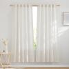 imageNICETOWN White Linen Sheer Curtains and Drapes 84 inches Long Rod Pocket ampamp Back Tab semitransparent with Light Through Vertical Window Treatments for Sliding Glass Door ampamp Living Room 52quotW Set of 2Linen