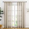 imageNICETOWN White Linen Sheer Curtains and Drapes 84 inches Long Rod Pocket ampamp Back Tab semitransparent with Light Through Vertical Window Treatments for Sliding Glass Door ampamp Living Room 52quotW Set of 2Taupe