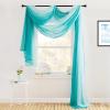 imageNICETOWN White Sheer Window Scarf 216 inch Extra Long Soft Voile Textured Bed Canopy Scarf Curtains for Event DesignsHome Decor 60 inches Wide Set of 2Ombre Teal