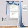 imageNICETOWN White Sheer Window Scarf 216 inch Extra Long Soft Voile Textured Bed Canopy Scarf Curtains for Event DesignsHome Decor 60 inches Wide Set of 2Ombre Navy Blue