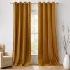 imageNICETOWN Black Velvet Blackout Curtains Patio Panels 96 inch Long Media Movie Theater Room Decor Energy  Efficient Velvet Woven Home Theater Eyelet Top Drapes for Living Room 1 Pair W52xL96Gold Brown