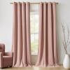 imageNICETOWN Black Velvet Blackout Curtains Patio Panels 96 inch Long Media Movie Theater Room Decor Energy  Efficient Velvet Woven Home Theater Eyelet Top Drapes for Living Room 1 Pair W52xL96Dusty Pink