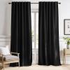 imageNICETOWN Halloween Black Blackout Living Room Curtains 84 inches Long Black Out Curtain Panels for Bedroom  Black Color W52 x L84 1 Pair Thermal Insulated Blackout Draperies Window Treatment