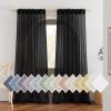 imageNICETOWN Linen Curtains for Windows 84 inch Length Rod Pocket ampamp Back Tab Semi Sheer Linen Curtains ampamp Drapes Privacy with Light Through for BedroomLiving Room Natural W52 x L84 2 PiecesBlack
