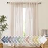 imageNICETOWN Linen Curtains for Windows 84 inch Length Rod Pocket ampamp Back Tab Semi Sheer Linen Curtains ampamp Drapes Privacy with Light Through for BedroomLiving Room Natural W52 x L84 2 PiecesBeige