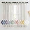imageNICETOWN White Linen Curtains 84 inch Length Tab Top Soft Semi Sheer Flax Window Treatments Privacy with Light Filtering Vertical Drapes for BedroomLiving Room W52 x L84 2 PanelsNatural