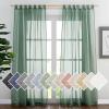 imageNICETOWN White Linen Curtains 84 inch Length Tab Top Soft Semi Sheer Flax Window Treatments Privacy with Light Filtering Vertical Drapes for BedroomLiving Room W52 x L84 2 PanelsOlive Green
