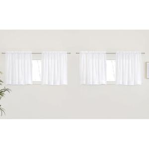 imageNICETOWN 4 Pieces Sheer White Curtains 84  Window Treatment Rod Pocket Tulle Voile DrapePanel Sets for Patio Door 4 Panels W60 x L84White