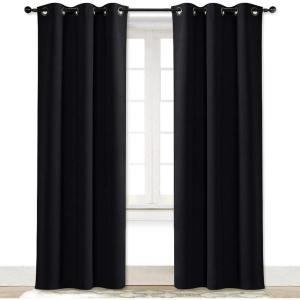 imageNICETOWN Halloween Soundproof Thermal Insulated Blackout Curtain Thermal Insulated Solid Grommet Room Darkening Drape for Dining Room Single Panel 42 inches by 84 inch Black