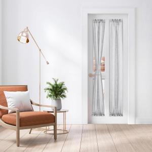 imageNICETOWN Linen Textured Door Curtain  White Sidelight Panel Curtain Semi Sheer French Front Door Curtain with Tieback for Kitchen 30 inches W x 40 inches L Single PanelLight Grey