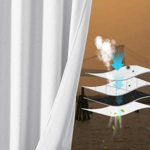 imageNICETOWN Lower PM25 Particles Full Shading Curtains Super HeavyDuty Noise Absorb Lined Blackout Curtains for Bedroom Privacy Window Treatment White Pack of 2 52 inches W x 95 inches LNatural