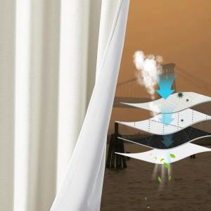 imageNICETOWN Lower PM25 Particles Full Shading Curtains Super HeavyDuty Noise Absorb Lined Blackout Curtains for Bedroom Privacy Window Treatment White Pack of 2 52 inches W x 95 inches LGreyish White