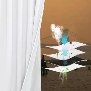 imageNICETOWN Lower PM25 Particles Full Shading Curtains Super HeavyDuty Noise Absorb Lined Blackout Curtains for Bedroom Privacy Window Treatment White Pack of 2 52 inches W x 95 inches LDust Filter  Back Tab  Pure White