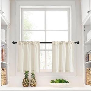 imageNICETOWN Natural Linen Curtains ampamp Drapes for Windows 84 inch Long Rod Pocket ampamp Back Tab Thick Flax Semi Sheer Privacy Assured with Light Filtering for BedroomLiving Room W55 x L84 2 PiecesNatural