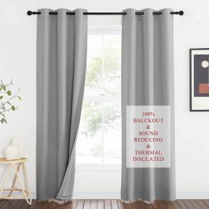 imageNICETOWN Sound Barrier 100 Blackout Divider Curtains 84quot Noise Heat and Cold Blocking Drapes with Felt Fabric Lining for Noise ReducingNurseryDaytime SleepBedroom White 2 PCs 52quot WideSilver Grey