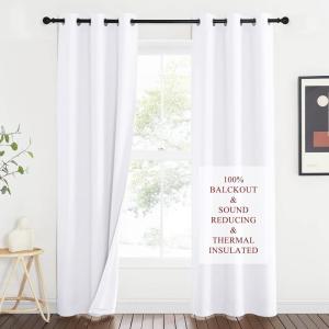 imageNICETOWN Sound Barrier 100 Blackout Divider Curtains 84quot Noise Heat and Cold Blocking Drapes with Felt Fabric Lining for Noise ReducingNurseryDaytime SleepBedroom White 2 PCs 52quot WidePure White
