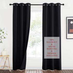 imageNICETOWN Sound Barrier 100 Blackout Divider Curtains 84quot Noise Heat and Cold Blocking Drapes with Felt Fabric Lining for Noise ReducingNurseryDaytime SleepBedroom White 2 PCs 52quot WideBlack