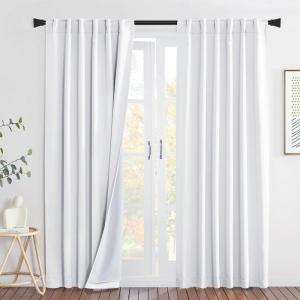 imageNICETOWN Sound Barrier 100 Blackout Divider Curtains 84quot Noise Heat and Cold Blocking Drapes with Felt Fabric Lining for Noise ReducingNurseryDaytime SleepBedroom White 2 PCs 52quot WidePure White Back Tab