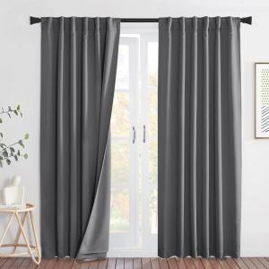 imageNICETOWN Sound Barrier 100 Blackout Divider Curtains 84quot Noise Heat and Cold Blocking Drapes with Felt Fabric Lining for Noise ReducingNurseryDaytime SleepBedroom White 2 PCs 52quot WideGrey Back Tab