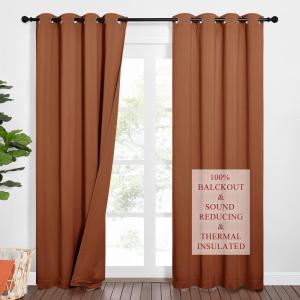 imageNICETOWN Sound Barrier 100 Blackout Divider Curtains 84quot Noise Heat and Cold Blocking Drapes with Felt Fabric Lining for Noise ReducingNurseryDaytime SleepBedroom White 2 PCs 52quot WideBurnt Orange