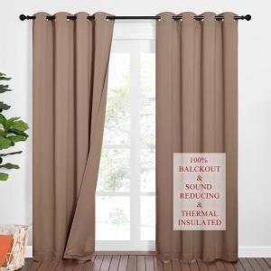 imageNICETOWN Sound Barrier 100 Blackout Divider Curtains 84quot Noise Heat and Cold Blocking Drapes with Felt Fabric Lining for Noise ReducingNurseryDaytime SleepBedroom White 2 PCs 52quot WideCappuccino