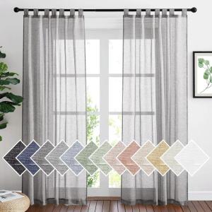 imageNICETOWN White Linen Curtains 84 inch Length Tab Top Soft Semi Sheer Flax Window Treatments Privacy with Light Filtering Vertical Drapes for BedroomLiving Room W52 x L84 2 PanelsCharcoal Grey