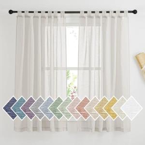 imageNICETOWN White Linen Curtains 84 inch Length Tab Top Soft Semi Sheer Flax Window Treatments Privacy with Light Filtering Vertical Drapes for BedroomLiving Room W52 x L84 2 PanelsNatural